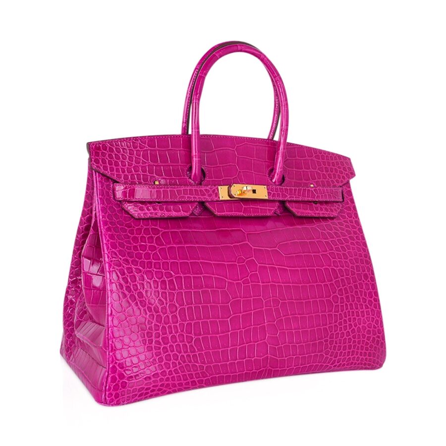 Hermes Birkin 35 Bag Rose Scheherazade Porosus Crocodile with Gold Hardware | Studio Nafay