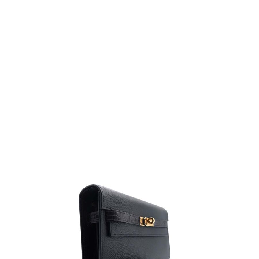 Kelly to Go Wallet in Epsom and Alligator Leather Black | Studio Nafay