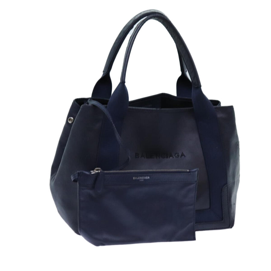 BALENCIAGA Cabas Hand Bag Leather Navy Auth hk1228 | Studio Nafay