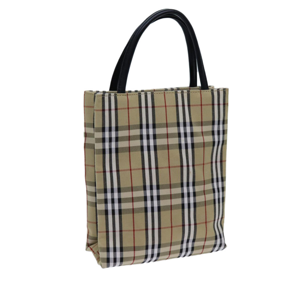 BURBERRY Nova Check Hand Bag Canvas Beige Black Auth hk1265 | Studio Nafay