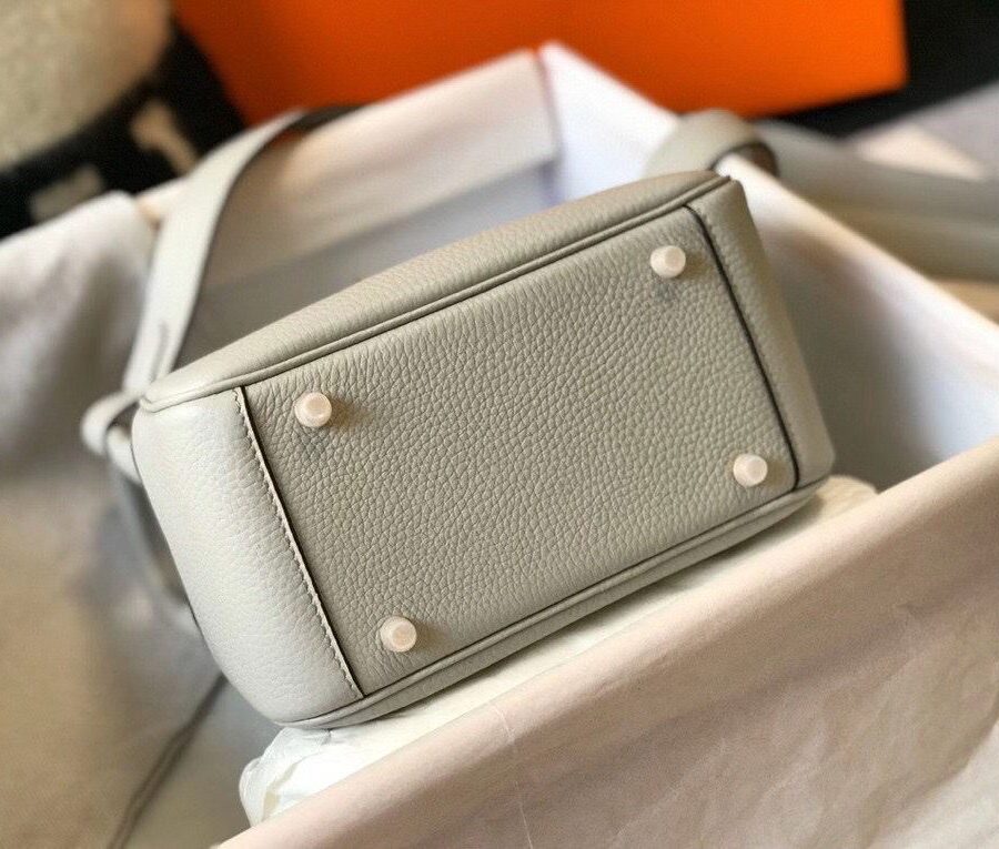 HM Mini Lindy 20cm Pearl Grey Clemence Leather | Studio Nafay