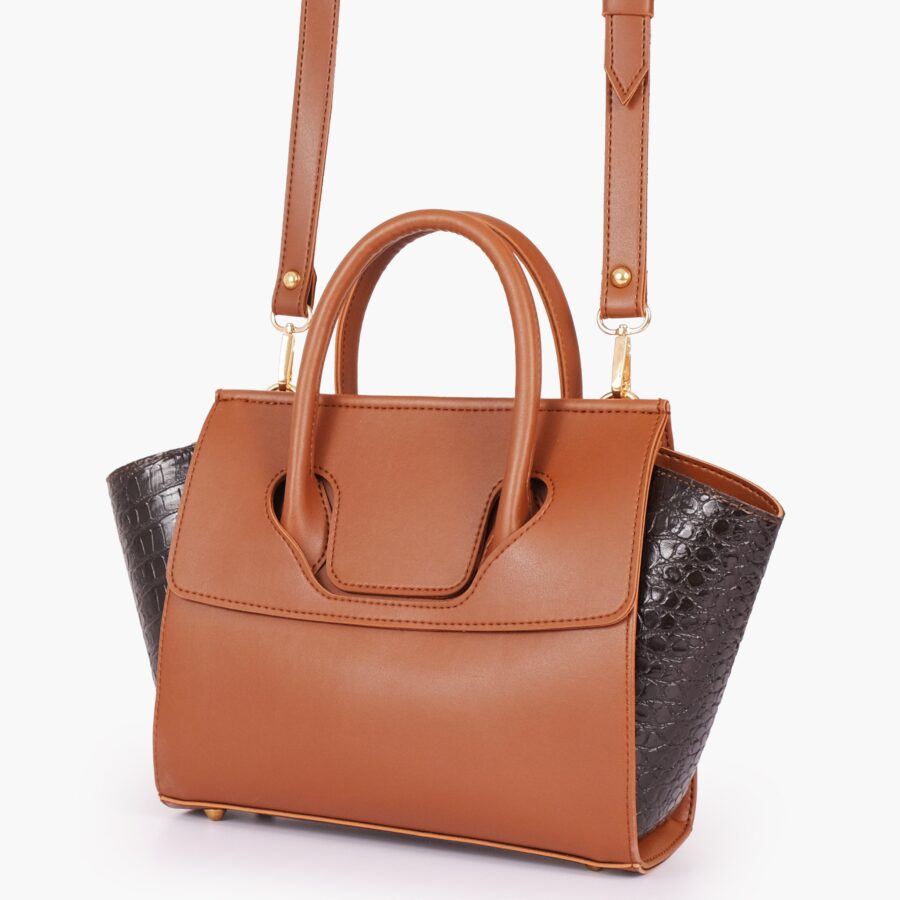 Brown trapeze handbag | Studio Nafay