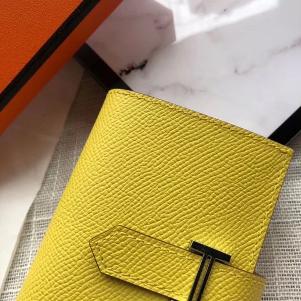 HM Bearn 10cm Mini Wallet In Yellow Epsom Leather | Studio Nafay