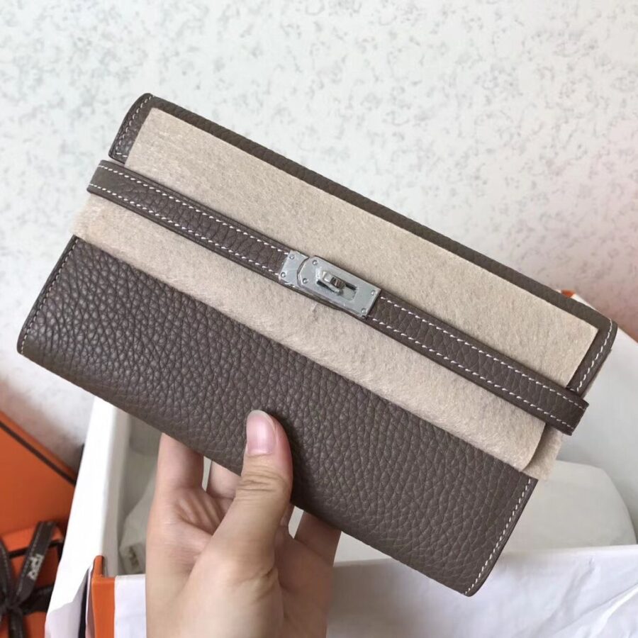 Kelly Long Wallet 20cm Etoupe Clement Leather | Studio Nafay