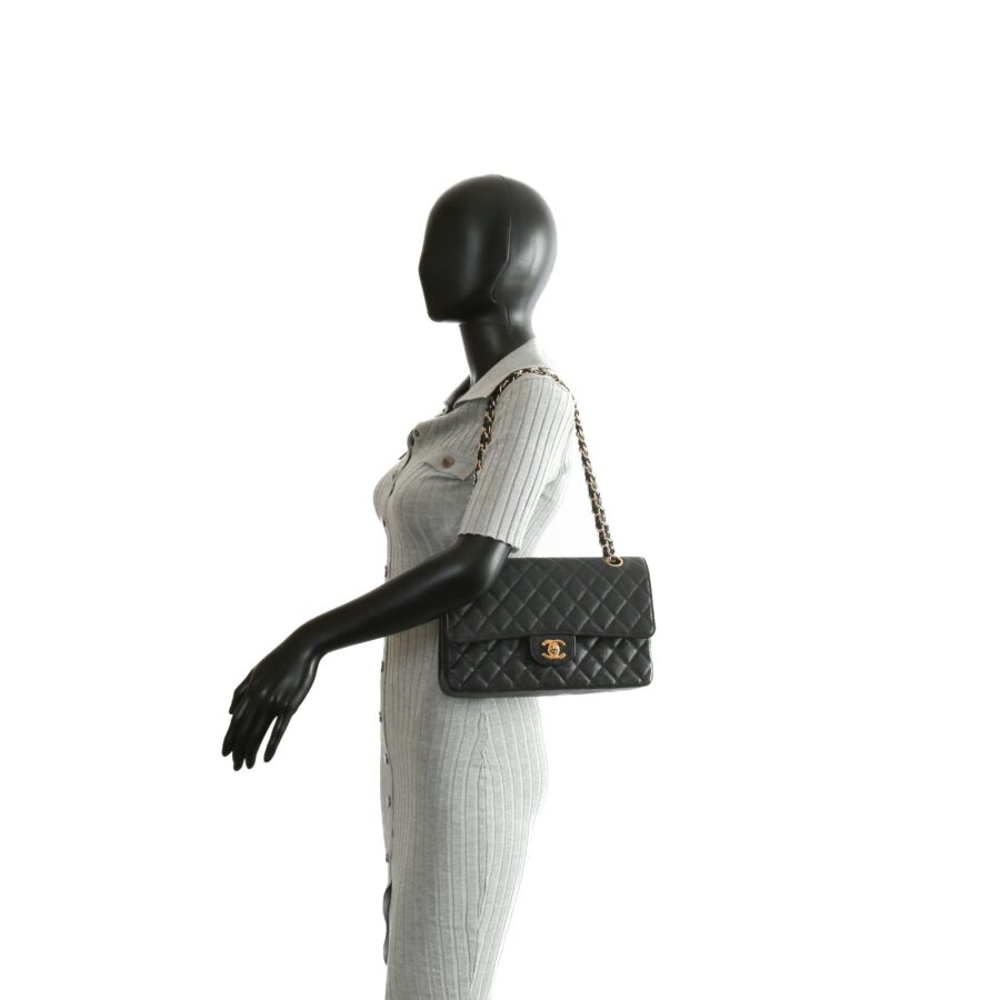 CHANEL Medium Dbl Flap Quilted Black Caviar w/Gold | Studio Nafay