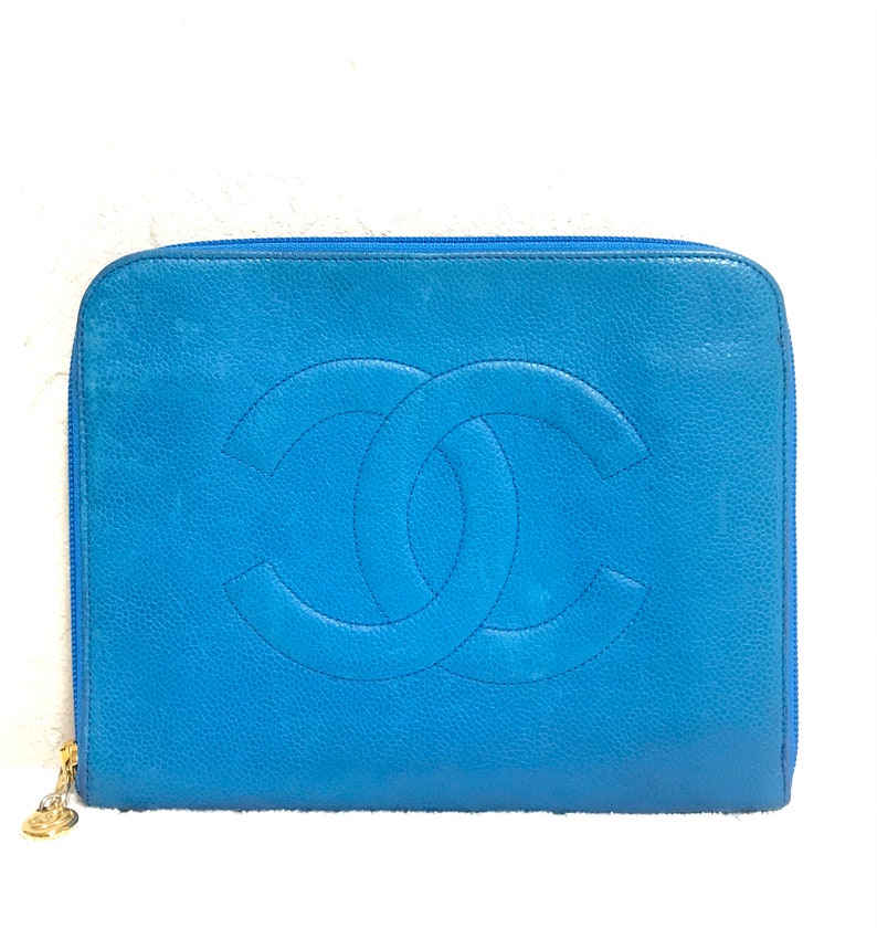 Chanel Mini Caviar Leather Blue Clutch