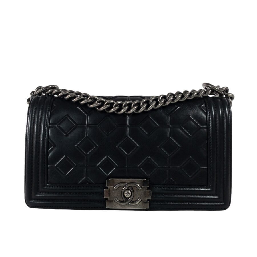 Chanel Black Arabesque Embossed Medium Boy Bag RHW | Studio Nafay
