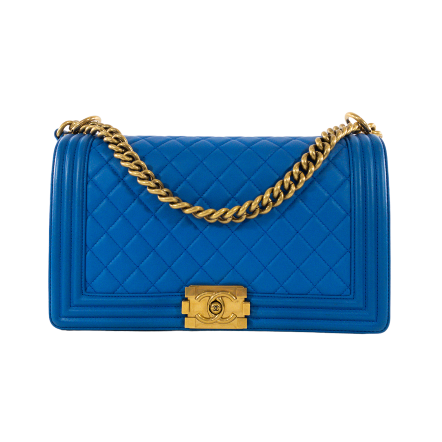 Chanel Blue Lambskin Large Boy Bag GHW | Studio Nafay