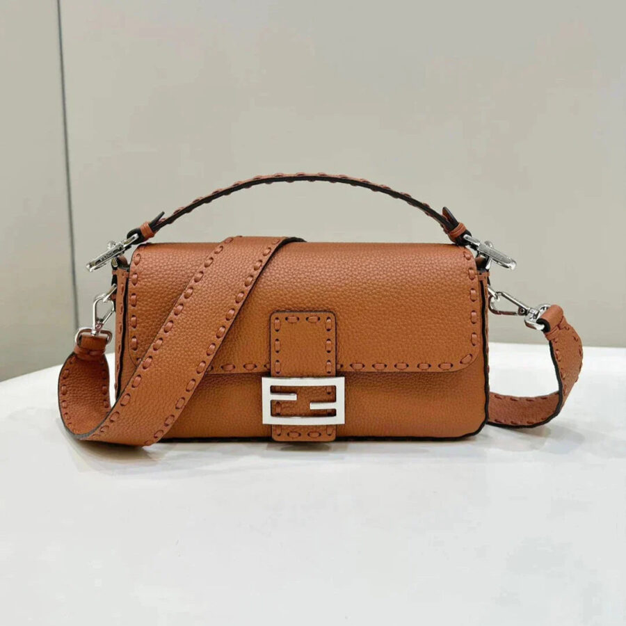 BAGUETTE 27CM TAN CALFSKIN SILVER HARDWARE | Studio Nafay