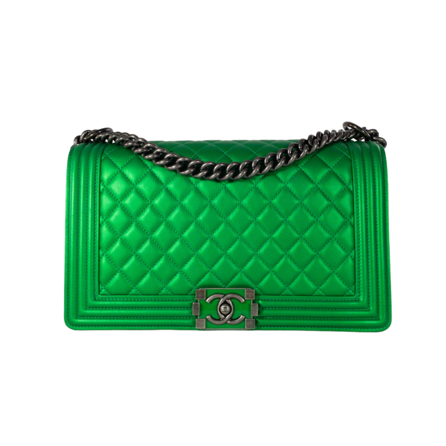 Chanel Metallic Green Large Boy Bag RHW | Studio Nafay