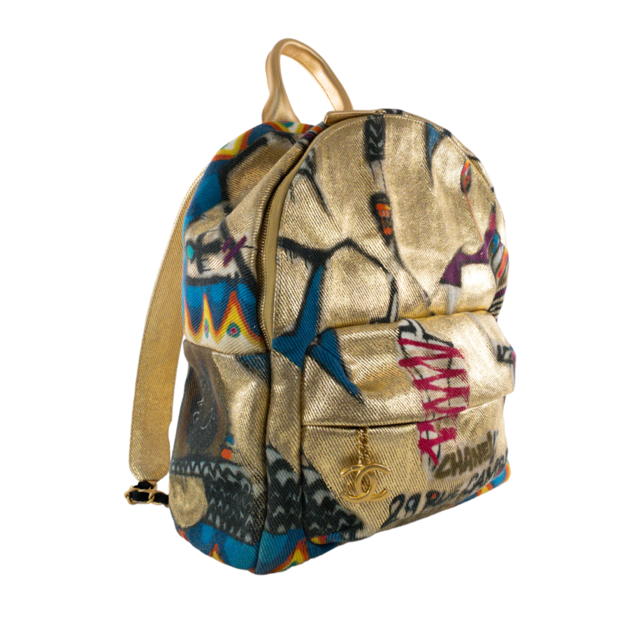 Chanel Gold Graffiti Canvas Backpack | Studio Nafay