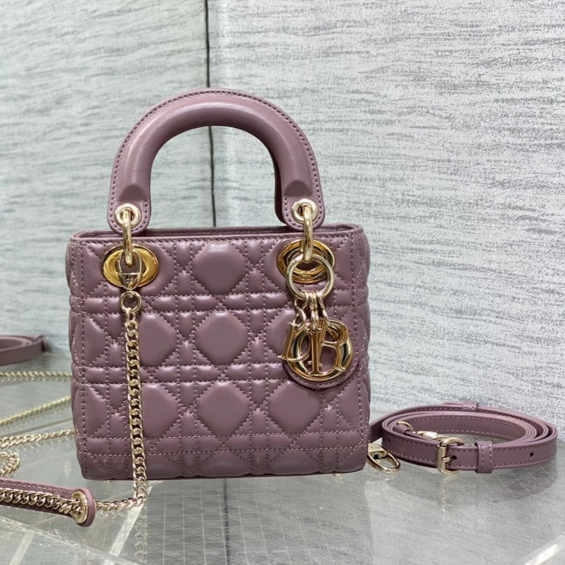 mini lady 17 blue lilac lambskin | Studio Nafay