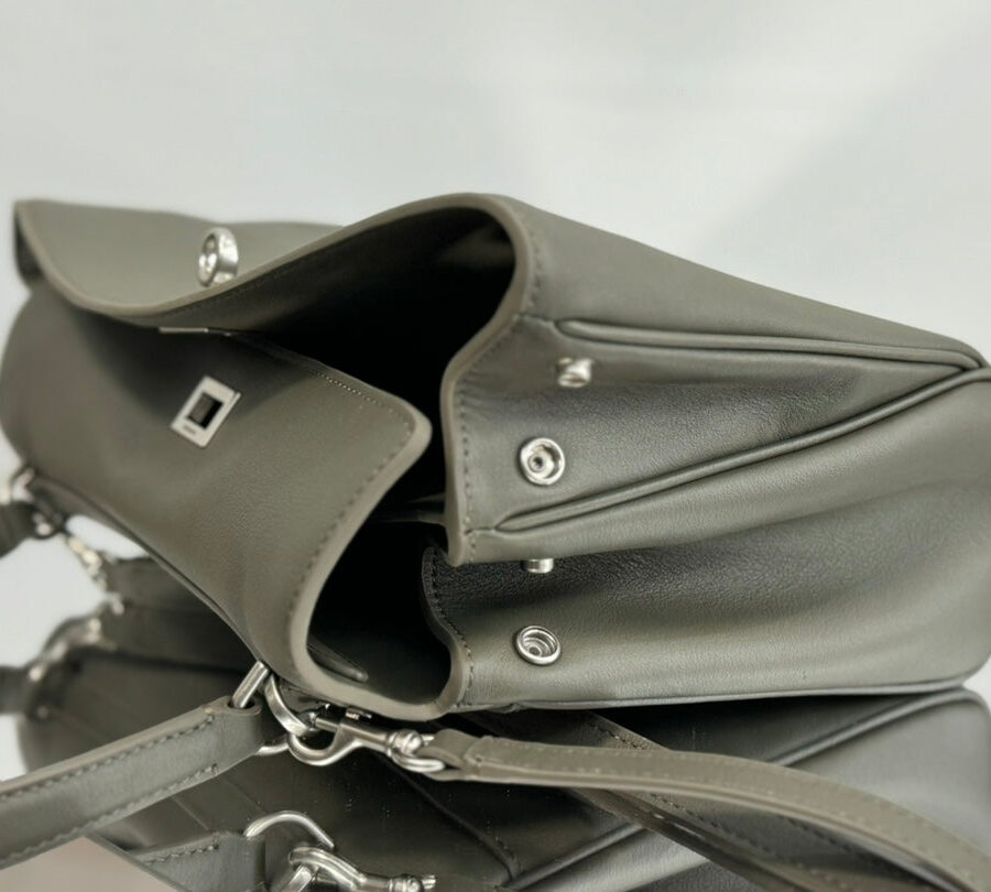 RODEO SMALL BAG 29 IN KHAKI GREEN SMOOTH CALFSKIN SILVER HARDWARE | Studio Nafay