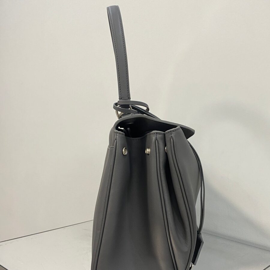 RODEO MEDIUM BAG 35 IN GREY SMOOTH CALFSKIN SILVER HARDWARE | Studio Nafay