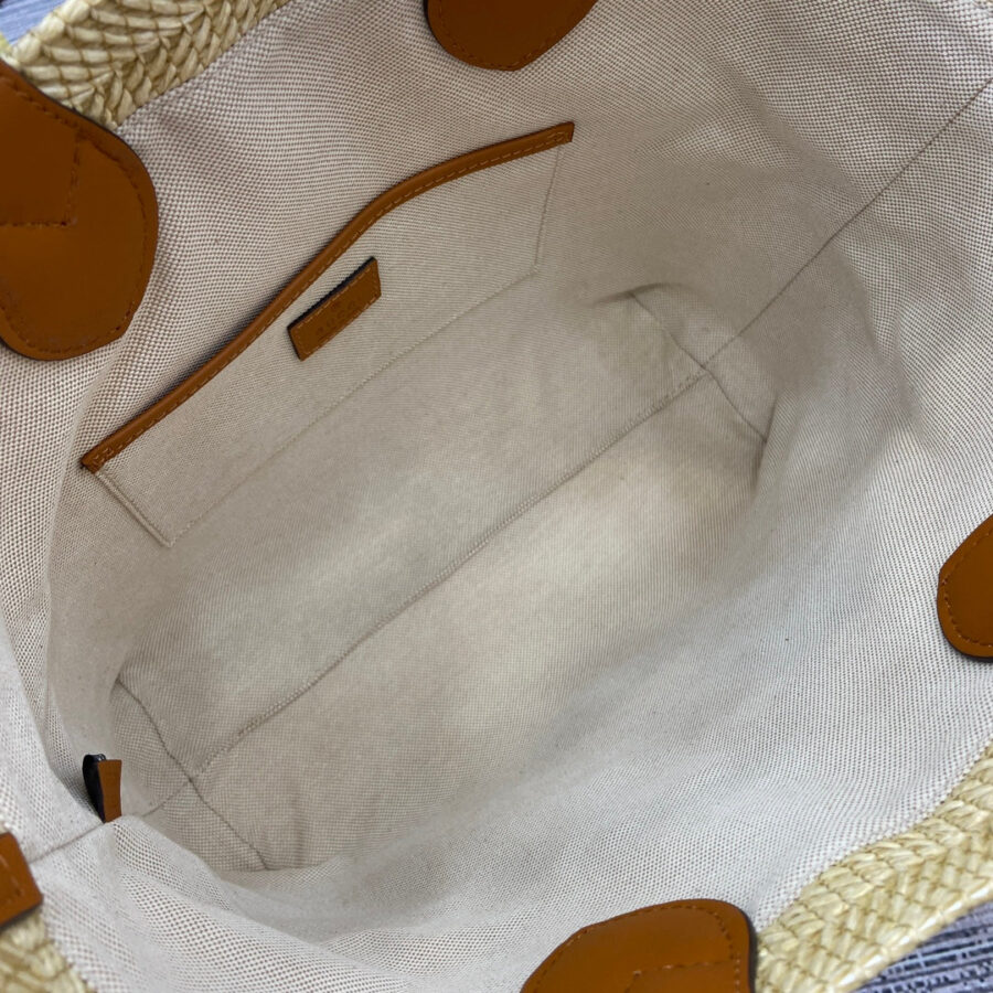 SMALL 35 STRAW-EFFECT TOTE BROWN MIX BEIGE | Studio Nafay