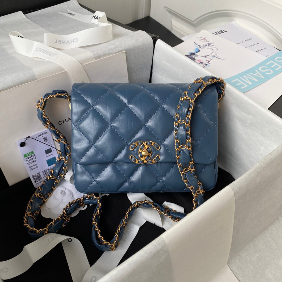 cc 23k 13,5cm steel blue calfskin gold hardware | Studio Nafay
