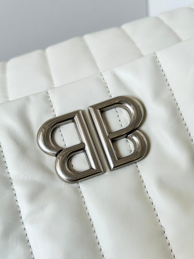 MONACO BAG 32 IN WHITE QUILTED THIN CALFSKIN SILVER HARDWARE | Studio Nafay