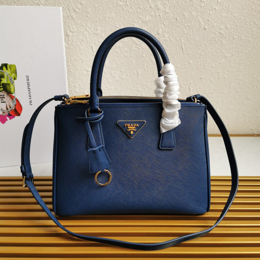 PRA GALLERIA 28 BAG IN NAVY BLUE SAFFIANO LEATHER | Studio Nafay