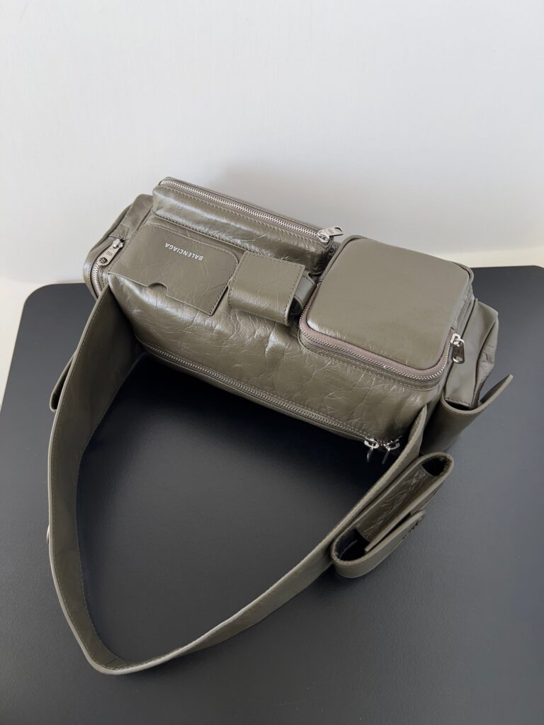 SUPERBUSY SLING BAG 35 IN KHAKI GREEN LAMBSKIN | Studio Nafay