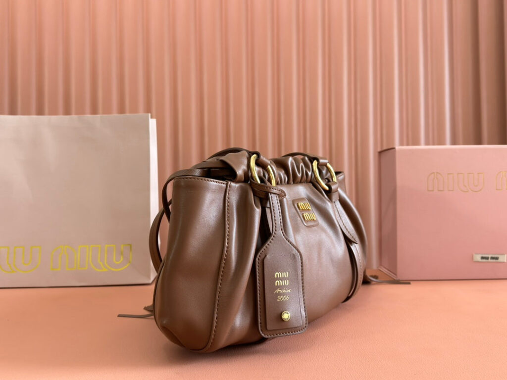 JOIE HAND BAG 32 IN BRUNETTE BROWN SHINY LAMBSKIN - Product Image 2