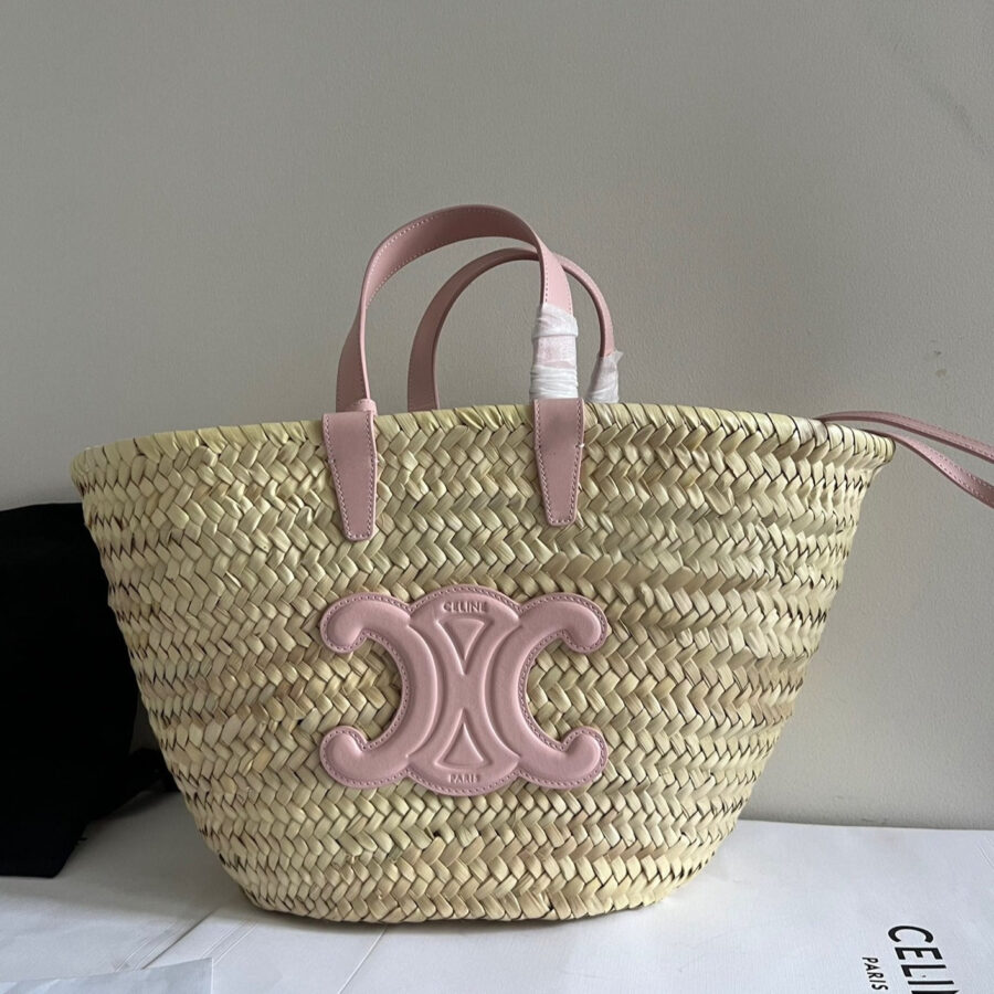 medium classic panier 25cm raffia and tan calfskin | Studio Nafay