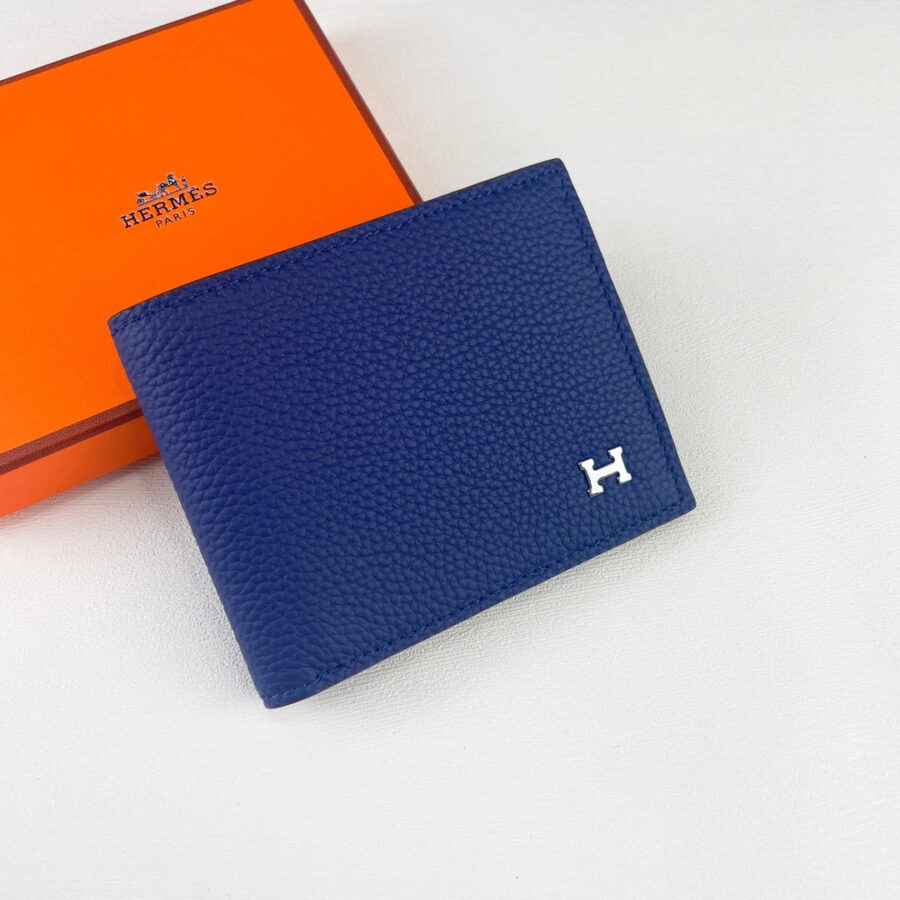 HM SILK’IN MEN’S SHORT WALLET 11.5 COBALT GRAINED CALFSKIN | Studio Nafay