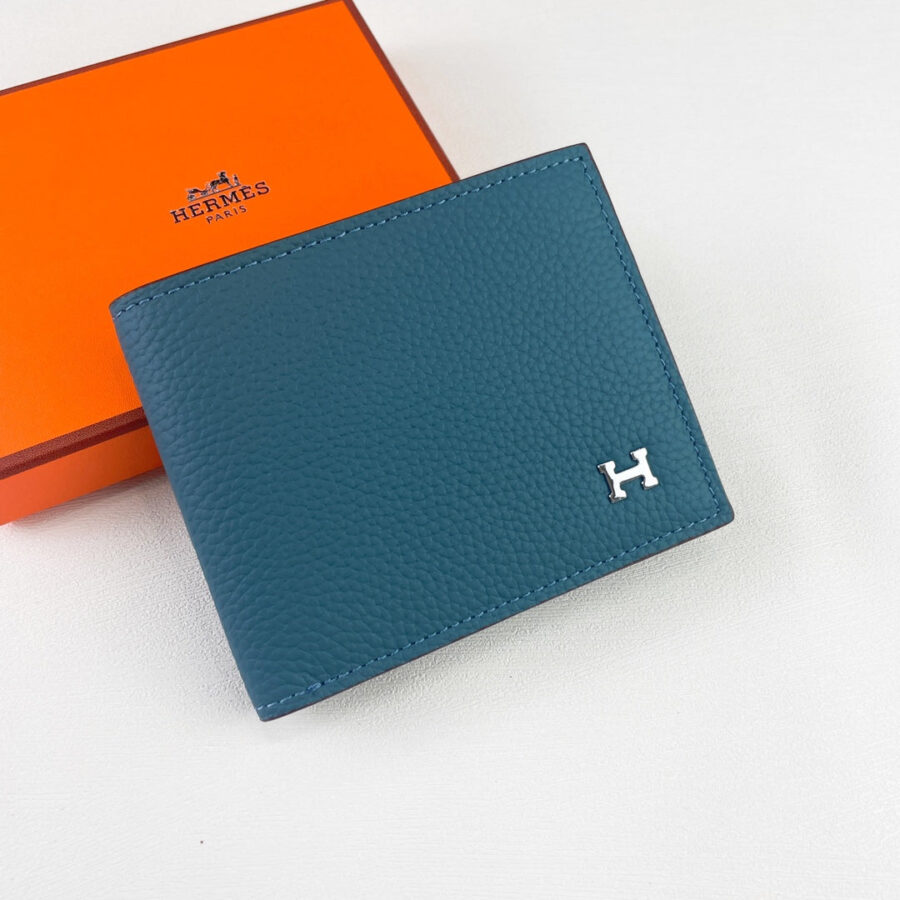HM SILK’IN MEN’S SHORT WALLET 11.5 CERULEAN GRAINED CALFSKIN | Studio Nafay