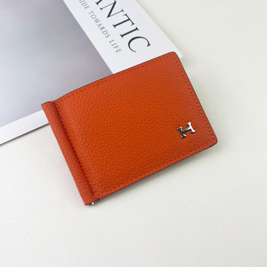 HM SILK’IN DOLLAR WALLET 11 ORANGE GRAINED CALFSKIN | Studio Nafay