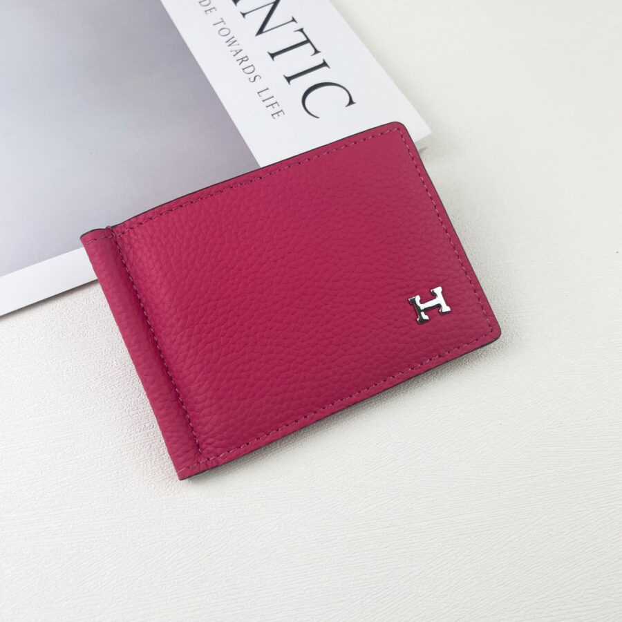 HM SILK’IN DOLLAR WALLET 11 RED PINK GRAINED CALFSKIN | Studio Nafay