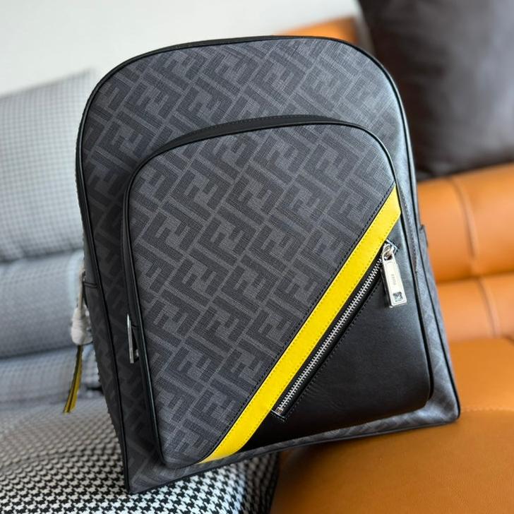 FENDI 44 MINI BACKPACK IN BLACK MONOGRAM JACQUARD FABRIC AND CALFSKIN | Studio Nafay