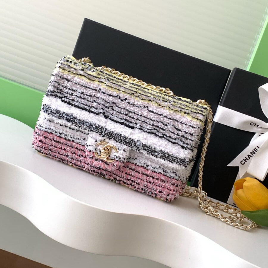 CC 24S Flap Bag Mini 21cm Multicolor Sequin Gold Hardware 238437 | Studio Nafay