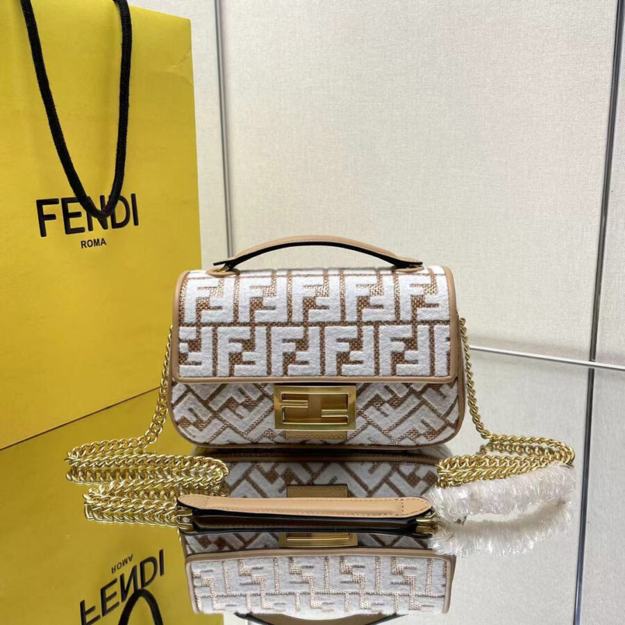 BAGUETTE 24 IN WHITE WOOL AND CAMEL BROWN RAFFIA CALFSKIN TRIM | Studio Nafay
