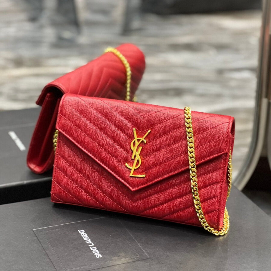 YL WOC 22 RED CHEVERON CAVIAR GOLD HARDWARE | Studio Nafay