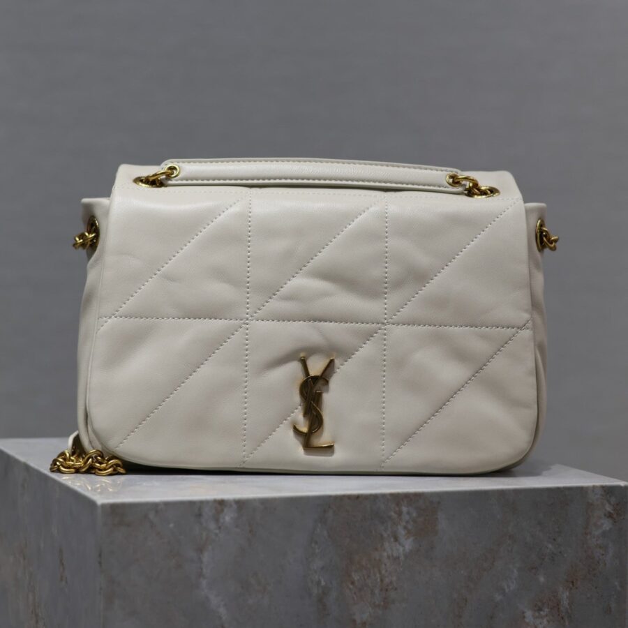 JAMIE 4.3 SMALL BAG 25 IN WHITE LAMBSKIN GOLD HARDWARE | Studio Nafay