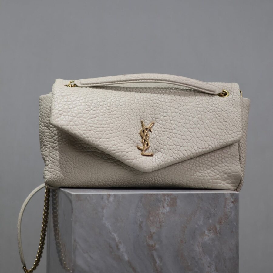 CALYPSO BAG 35 IN WHITE LAMBSKIN GOLD HARDWARE | Studio Nafay