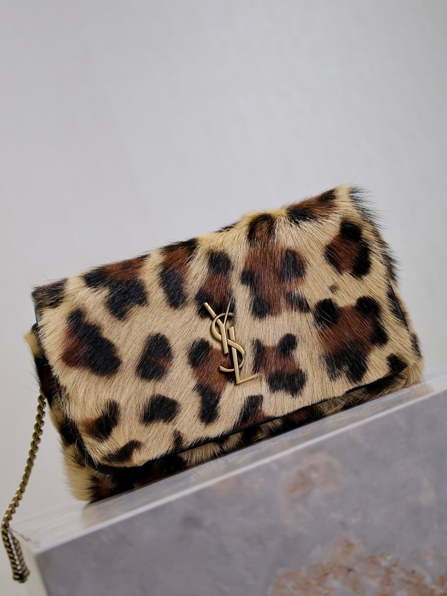 KATE SMALL BAG 20 IN LEOPARD PRINT FUR COPPER CHAIN - Product Image 2