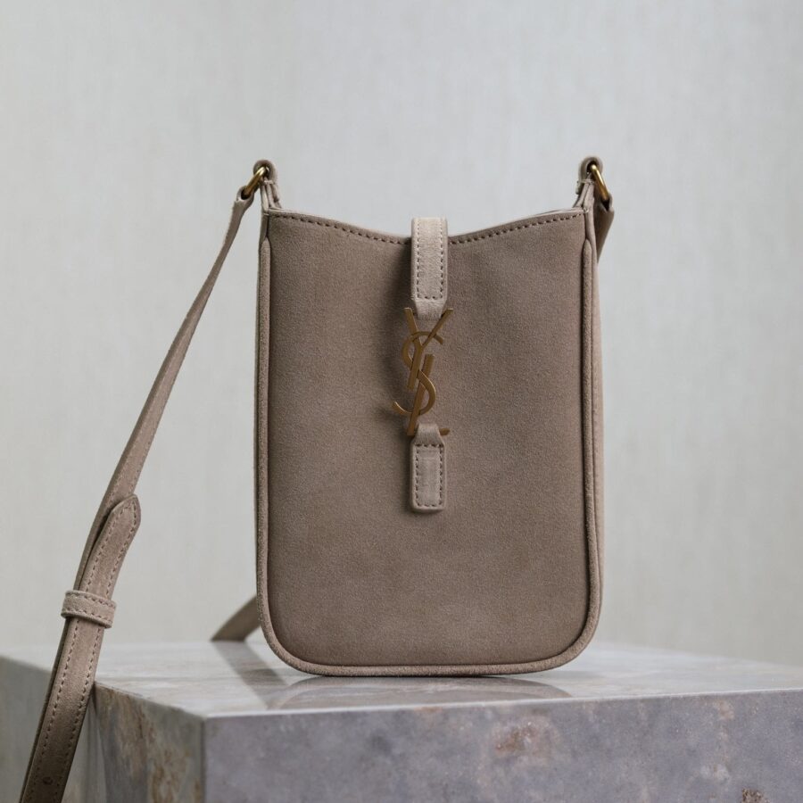LE 5 À 7 HOBO MINI BAG 18 IN LIGHT BROWN SUEDE COPPER HARDWARE | Studio Nafay