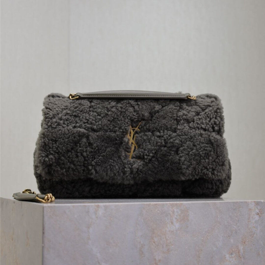 JAMIE BAG 25 IN DARK GRAY LAMB WOOL | Studio Nafay