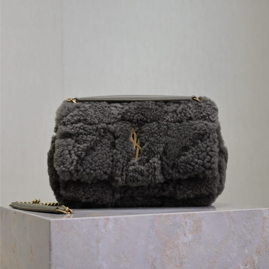 JAMIE BAG 20 IN DARK GRAY LAMB WOOL | Studio Nafay