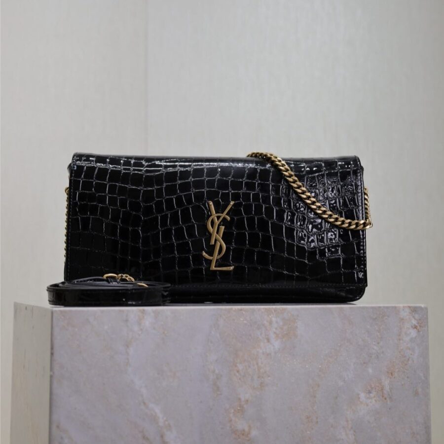 KATE 99 MEDIUM BAG 26 IN BLACK CROCODILE-EMBOSSED CALFSKIN COPPER HARDWARE | Studio Nafay