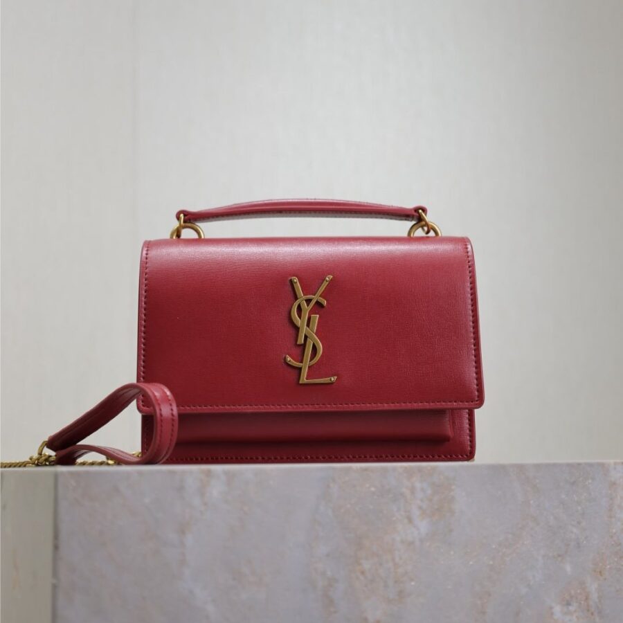SUNSET SMALL BAG 19 IN RED CALFSKIN COPPER HARDWARE | Studio Nafay
