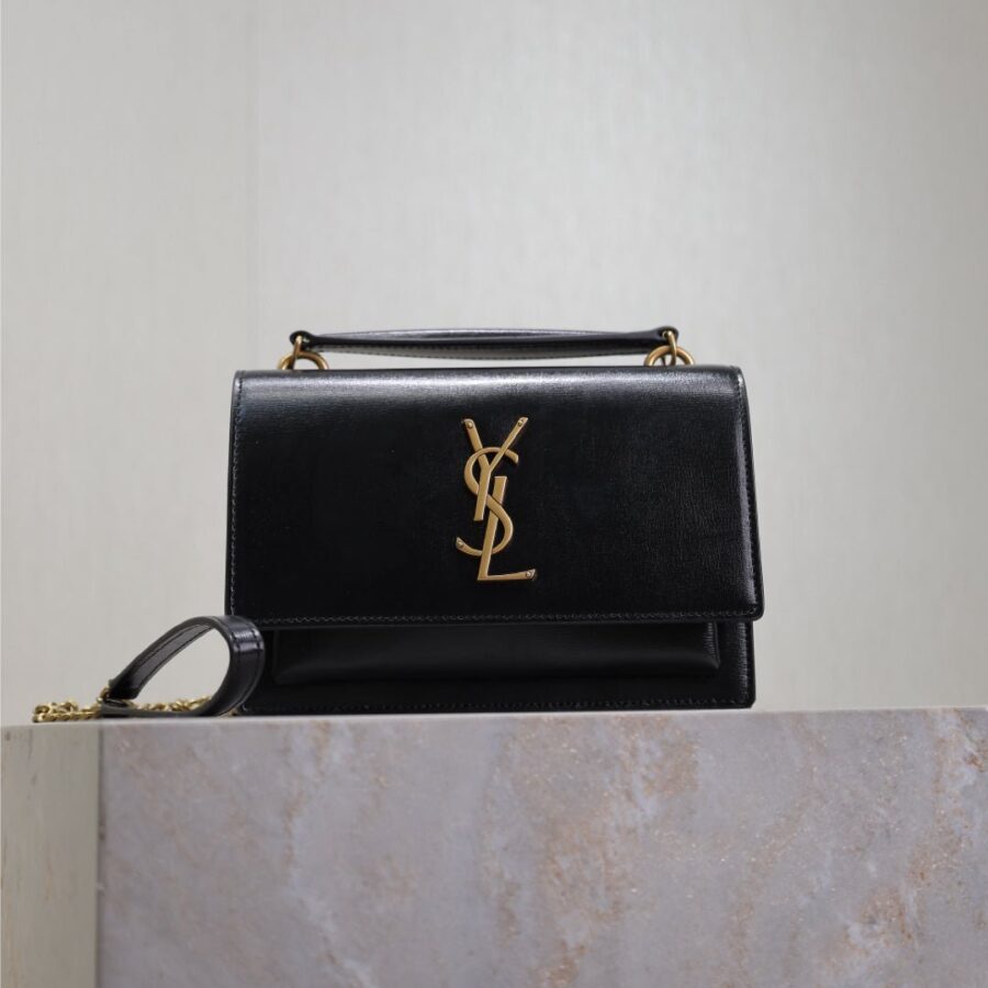 SUNSET SMALL BAG 19 IN BLACK CALFSKIN COPPER HARDWARE | Studio Nafay
