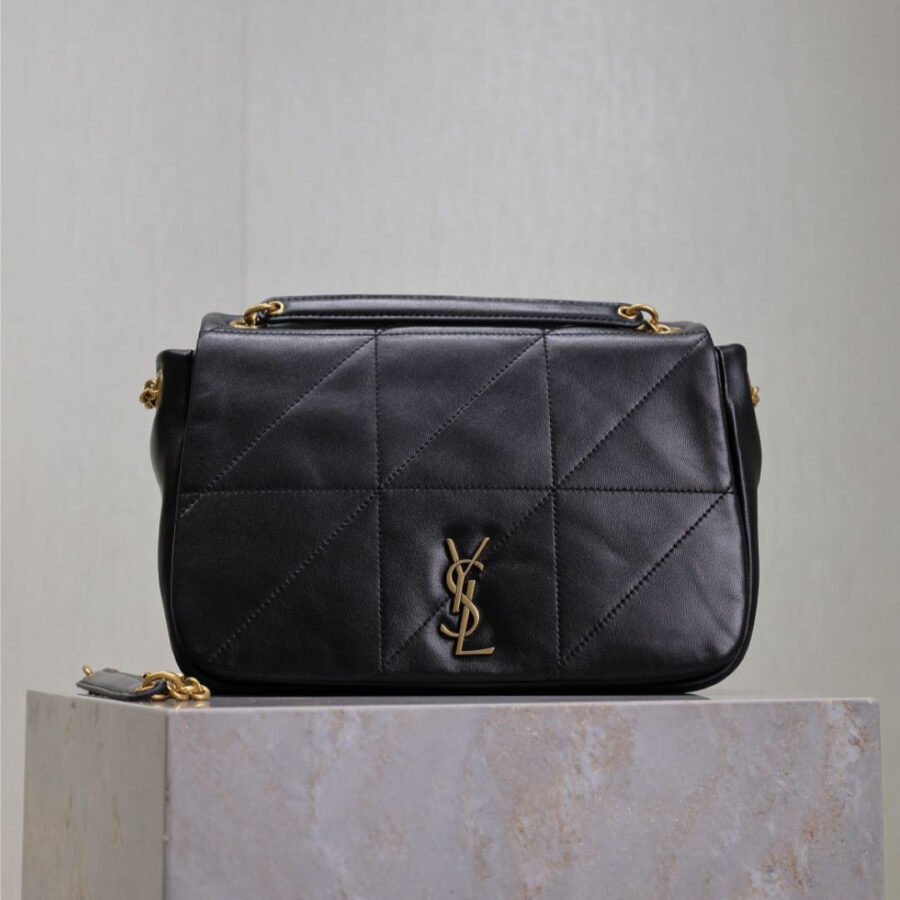 JAMIE 4.3 SMALL BAG 25 IN BLACK LAMBSKIN GOLD HARDWARE | Studio Nafay