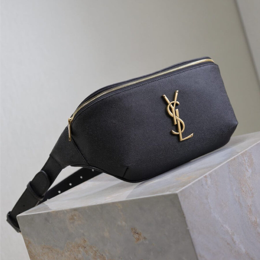 CLASSIC CROSSBODY BAG 25 IN BLACK CAVIAR LEATHER GOLD LOGO | Studio Nafay