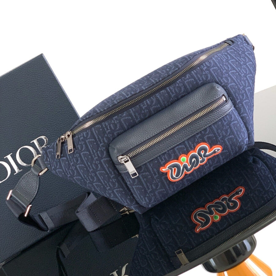 Dior Rider 2.0 Zipper Waist Bag Navy Blue Cowhide 336230 | Studio Nafay