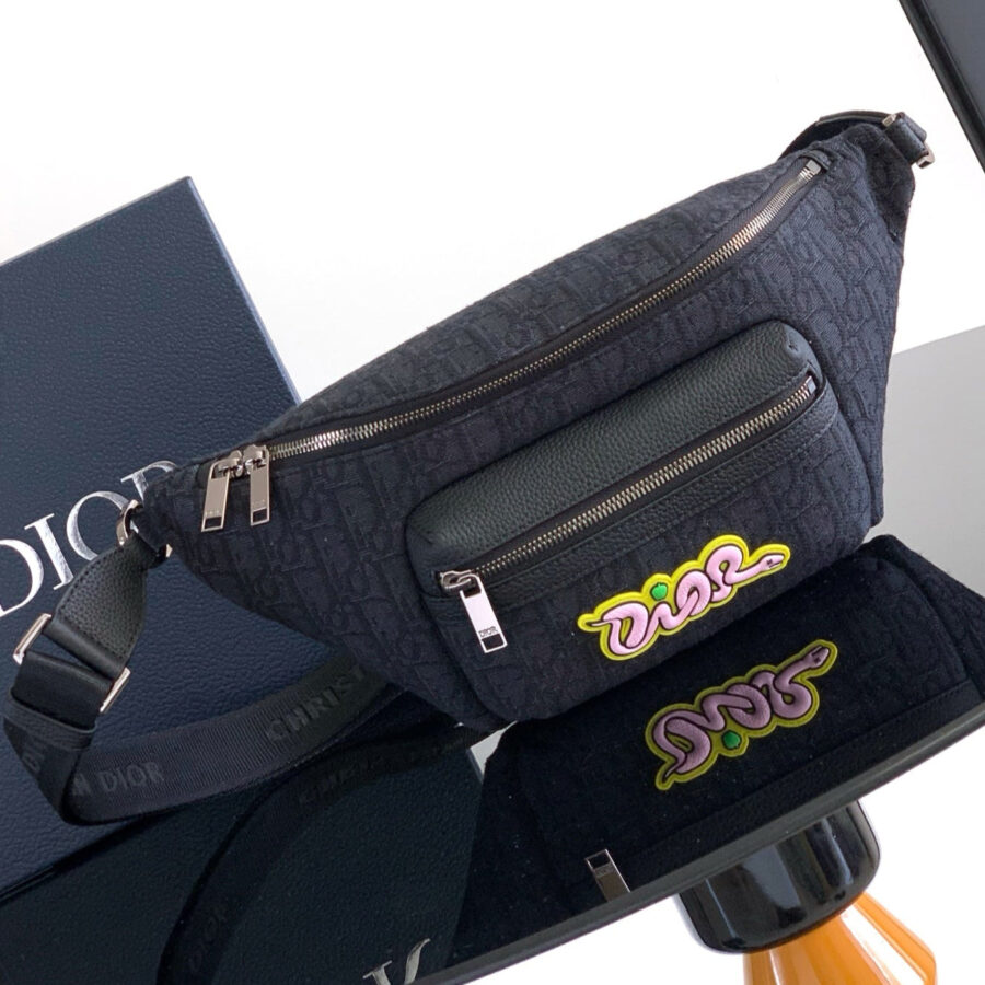 Dior Rider 2.0 Zipper Waist Bag Black Cowhide 336227 | Studio Nafay