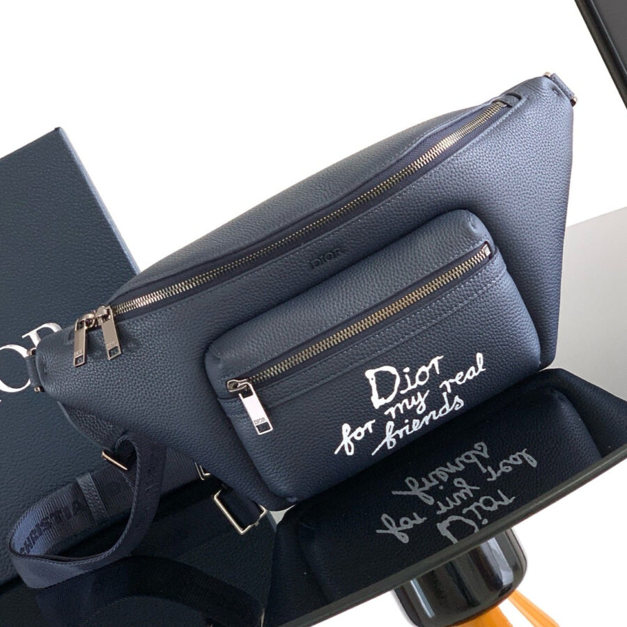 Dior Rider 2.0 Zipper Waist Bag Navy Blue Cowhide 336242 | Studio Nafay