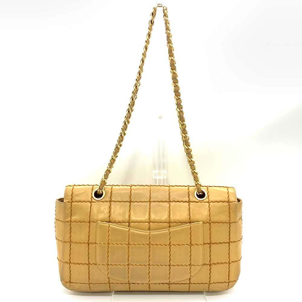Chanel Lambskin Wild Stitch Chocolate Bar Chain Shoulder Bag Classic Flap