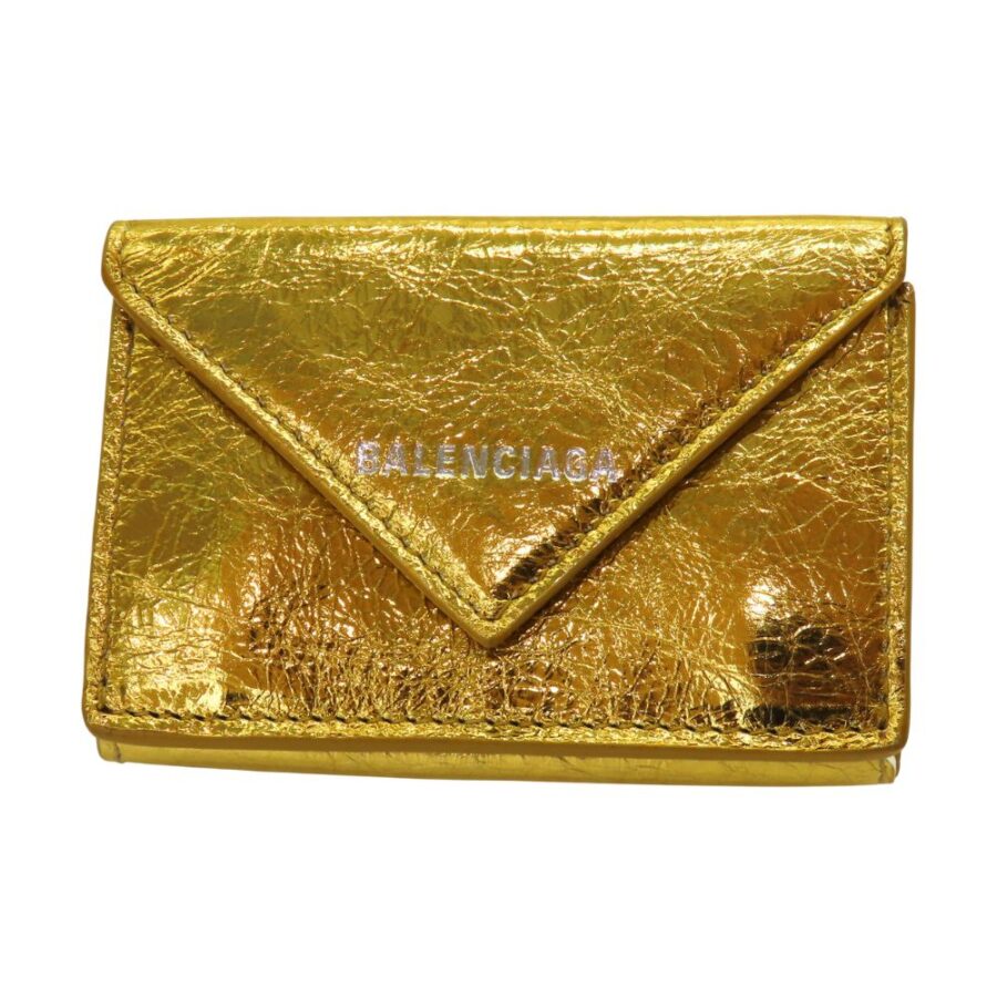 Balenciaga Lambskin Mini Wallet Gold | Studio Nafay
