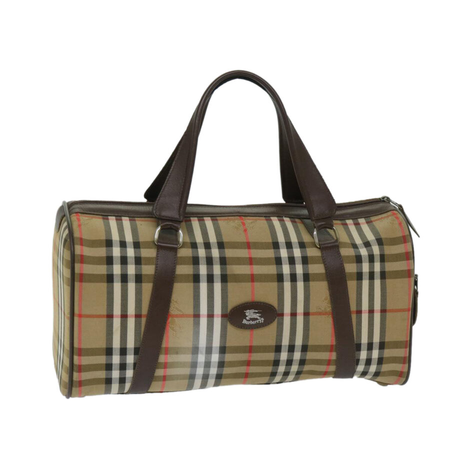 BURBERRYSs Nova Check Boston Bag Canvas Beige Auth ki4187 | Studio Nafay